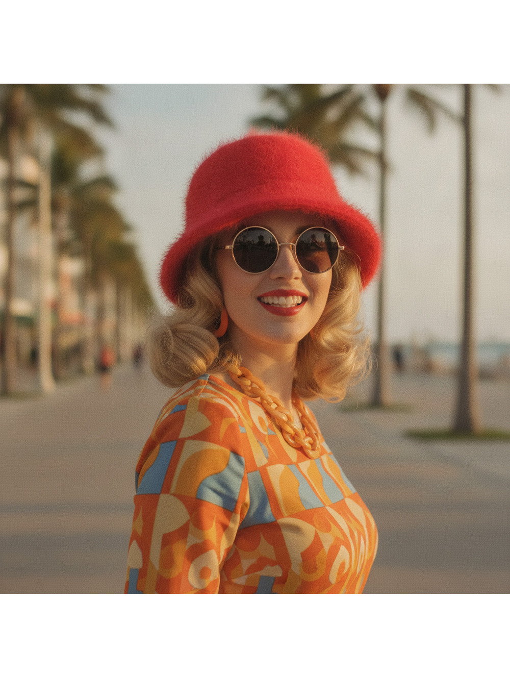 Vintage Peter Grimm Red Angora Bucket Hat